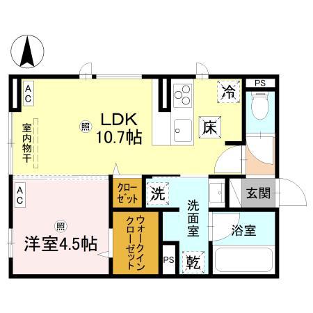 D-ROOM 中島(1LDK/1階)の間取り写真