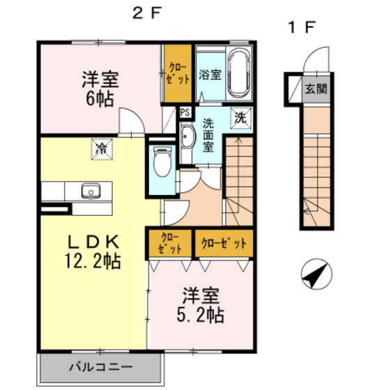 リオグランデ(2LDK/2階)の間取り写真