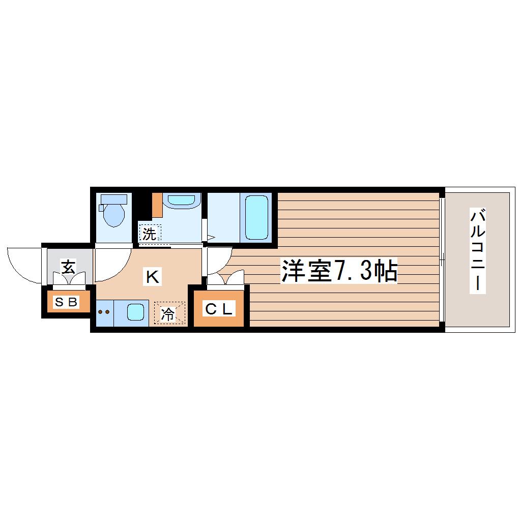 レジディア仙台上杉(1K/8階)の間取り写真