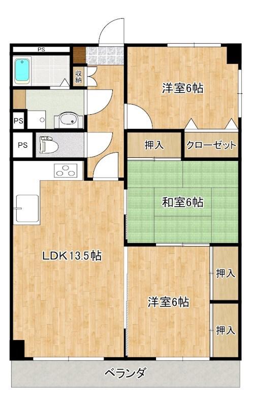 セントラルコート(3LDK/2階)の間取り写真