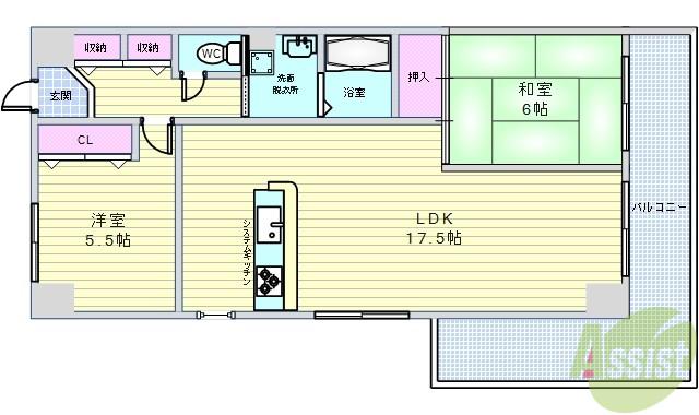 エクロール北久(2LDK/2階)の間取り写真
