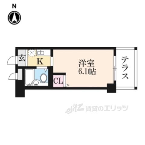 エクラ山科(1K/4階)の間取り写真