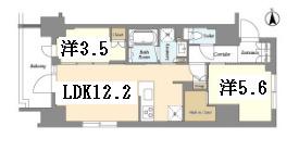 GEO ENT上野稲荷町(2LDK/9階)の間取り写真
