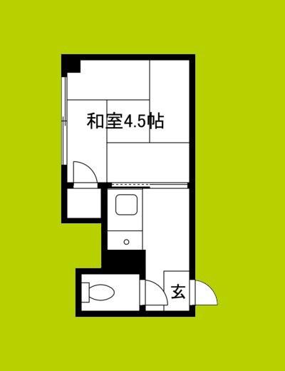わかばハイツ(1K/1階)の間取り写真