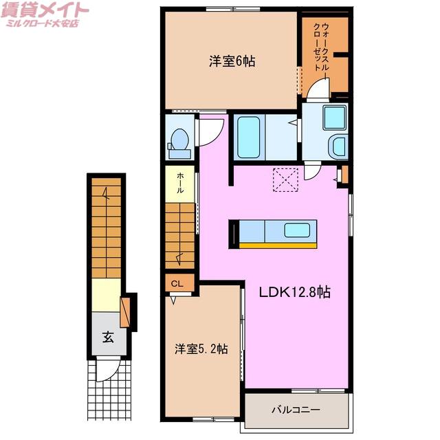 レガーレ(2LDK/2階)の間取り写真