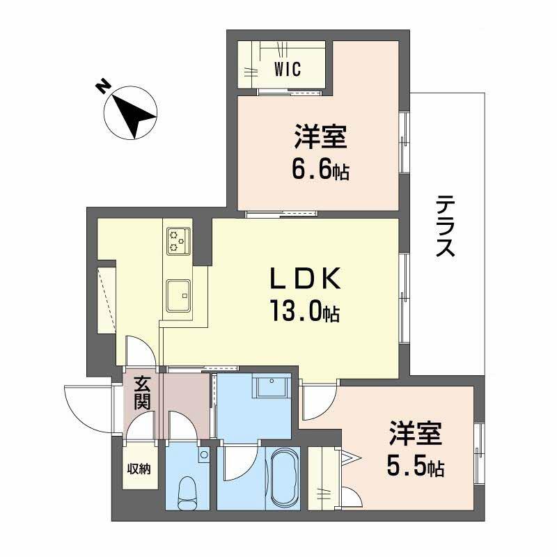 シャーメゾン トレゾール(2LDK/1階)の間取り写真