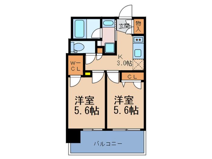 EP福島ジェネル(2K/4階)の間取り写真