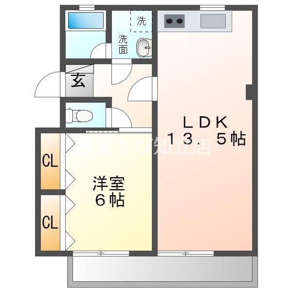 シェリールA(1LDK/1階)の間取り写真