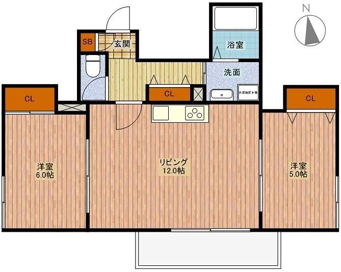ロイヤルホーク(2LDK/6階)の間取り写真