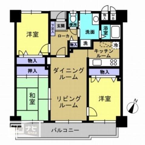 サーパス浜ノ町II(3LDK/2階)の間取り写真