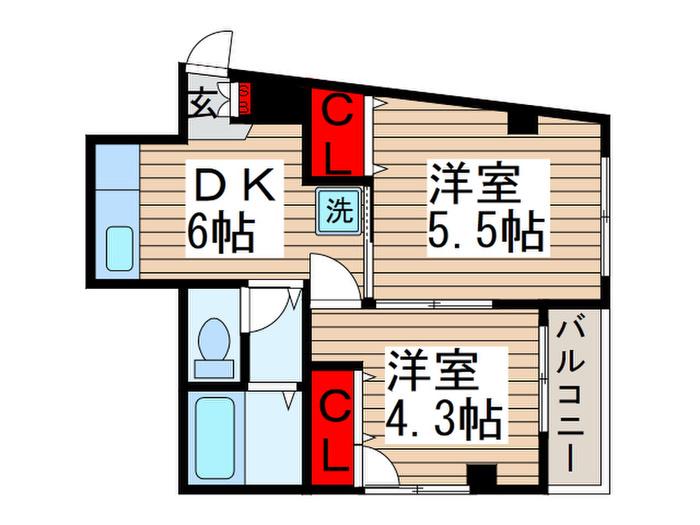ライフピア桜(2DK/7階)の間取り写真