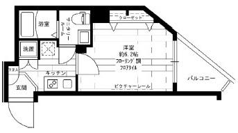 ステージファースト三軒茶屋アジールコートII(1K/6階)の間取り写真