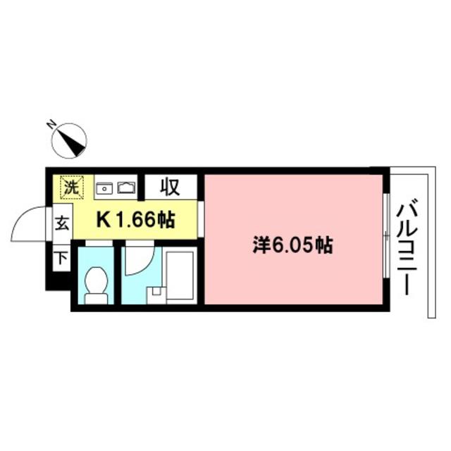 パレス向ヶ丘(1K/3階)の間取り写真