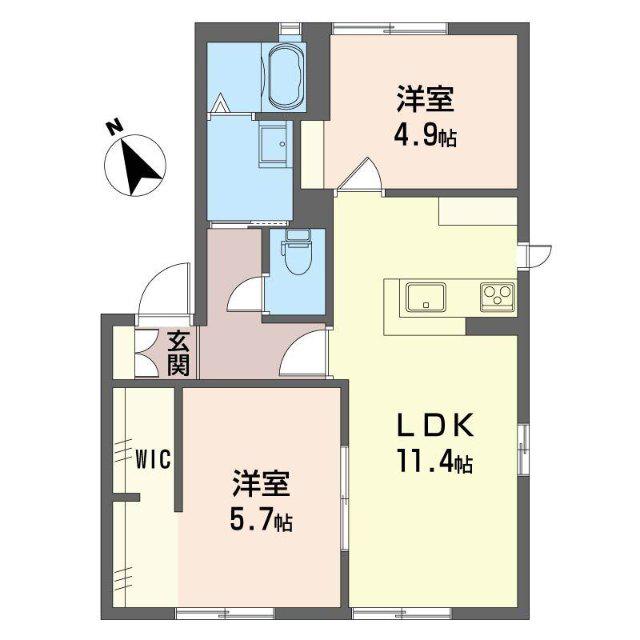 パーシモンツリーB(2LDK/1階)の間取り写真