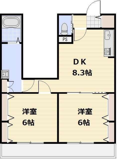 イーストパークURAWAIII(2DK/3階)の間取り写真