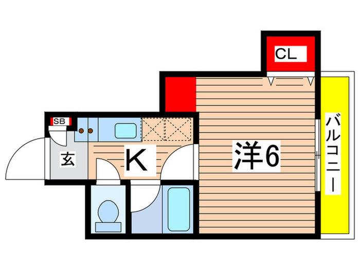 レジデンスアズマII(1K/2階)の間取り写真