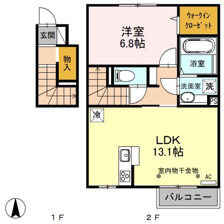 グランサンタ A(1LDK/2階)の間取り写真