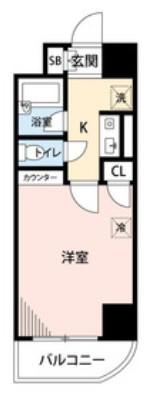 アセンズシティ3(1K/6階)の間取り写真