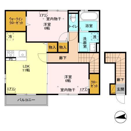 ARK FOREST(2LDK/2階)の間取り写真