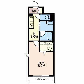 リシアンサス(1K/2階)の間取り写真