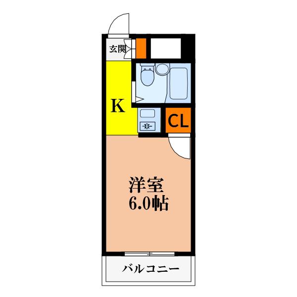 リージェントハイム(ワンルーム/2階)の間取り写真