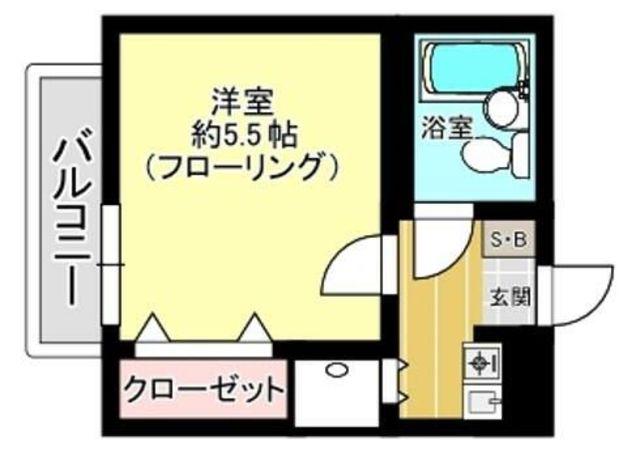 ウィンド五本木(1K/2階)の間取り写真