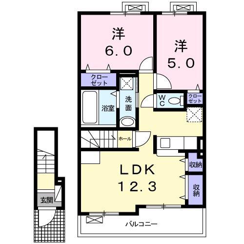 ルクリア(2LDK/2階)の間取り写真
