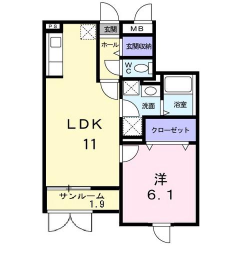 アルページュ祇園(1LDK/1階)の間取り写真