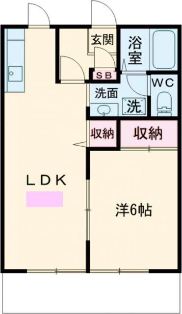 ドミール西平C(1LDK/2階)の間取り写真