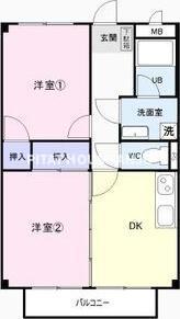 SURPLUS TWO ICHIKAWAB(2DK/1階)の間取り写真
