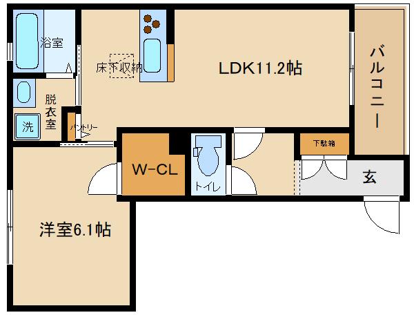 シャーメゾン高井田(1LDK/1階)の間取り写真