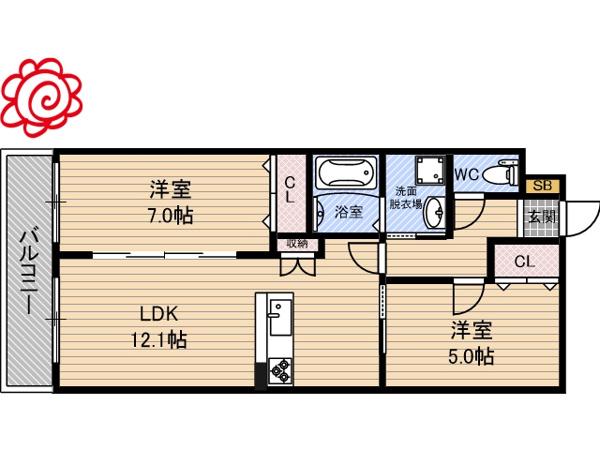 HERITAGE徳庵(2LDK/6階)の間取り写真