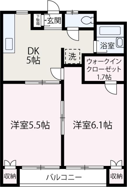 オレンジハウスM(2DK/1階)の間取り写真