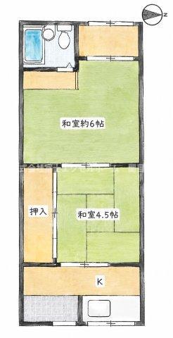 オリーブハイツ放出東(2K/2階)の間取り写真