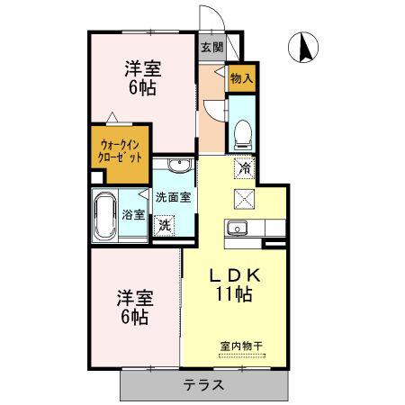 アルページュ(2LDK/1階)の間取り写真