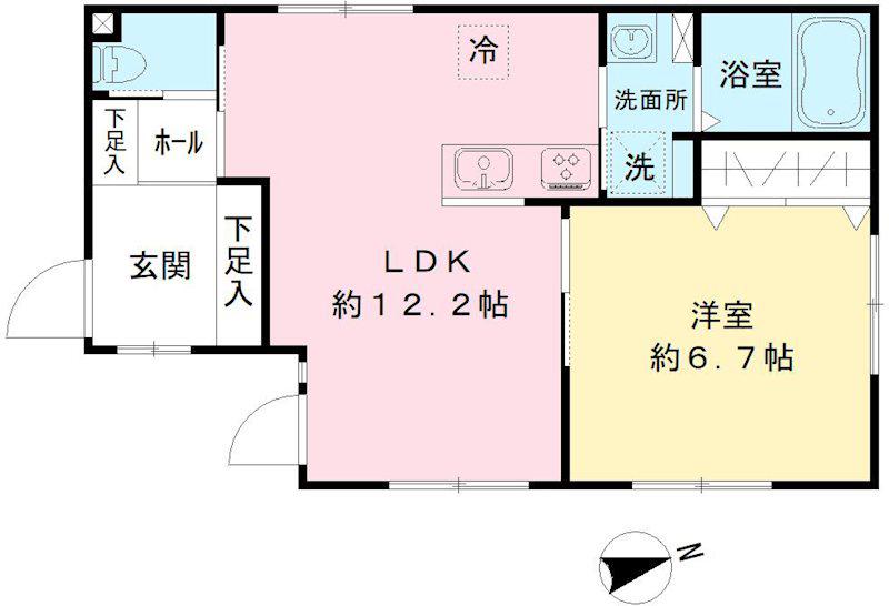 ルシエル宮西町(1LDK/1階)の間取り写真