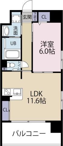 ヴァンドーム新蔵(1LDK/7階)の間取り写真