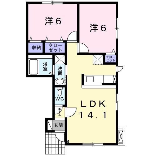 アルカンシエルII(2LDK/1階)の間取り写真