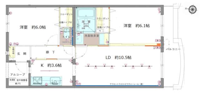 リグランド船堀(2LDK/2階)の間取り写真