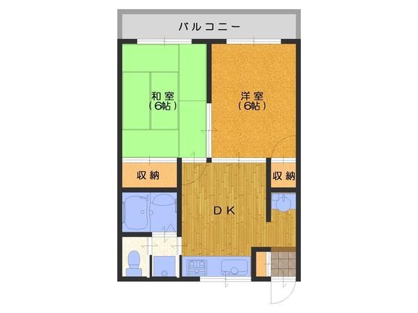 MYハイムA棟(2DK/2階)の間取り写真