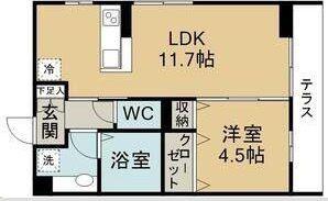 ノワール泉中央(1LDK/1階)の間取り写真
