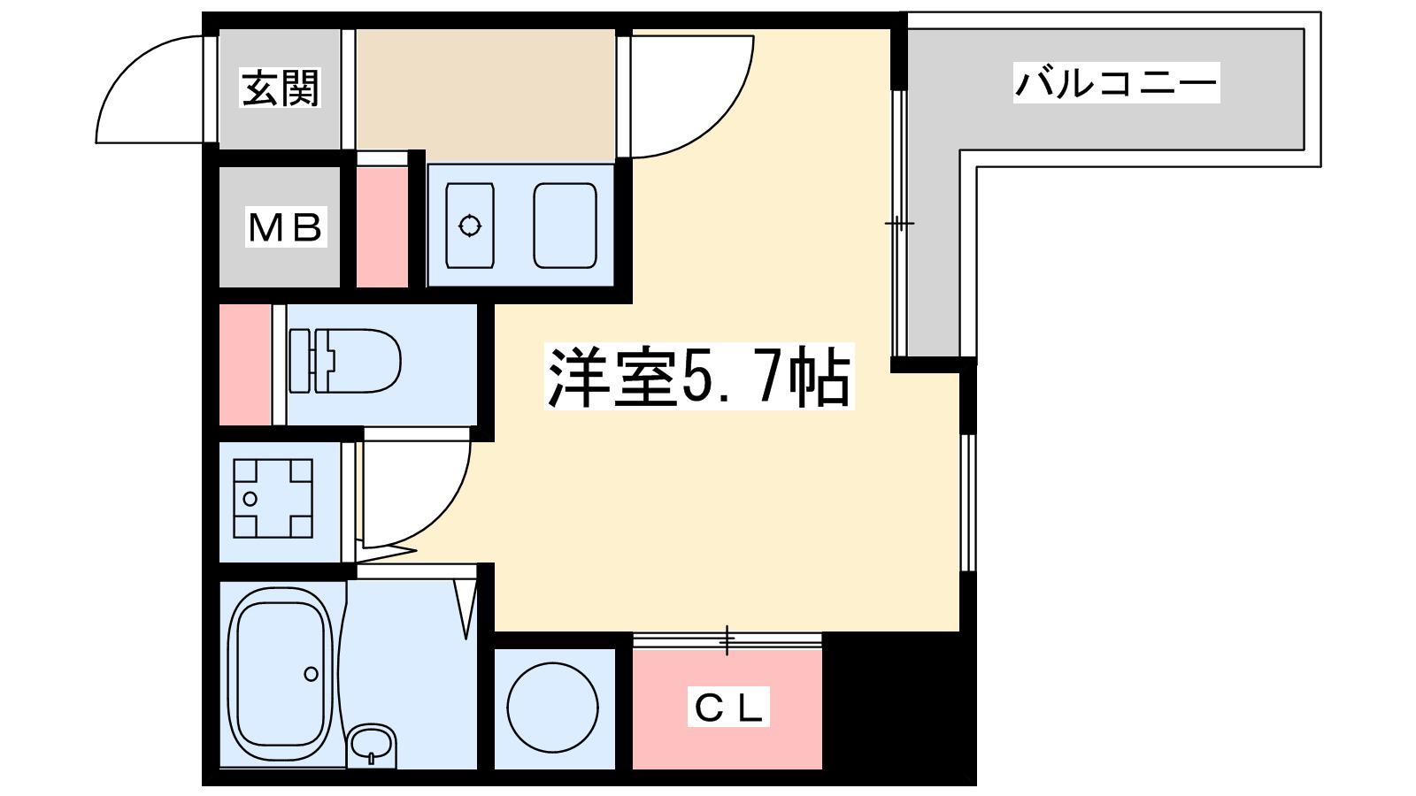 シティーライフディナスティ新大阪(1K/4階)の間取り写真