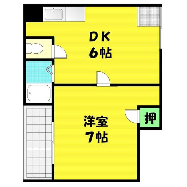 武田第3マンション(1DK/3階)の間取り写真