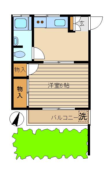 グリーンテラス(1K/1階)の間取り写真