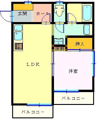 ロイヤルドミール(1LDK/1階)の間取り写真
