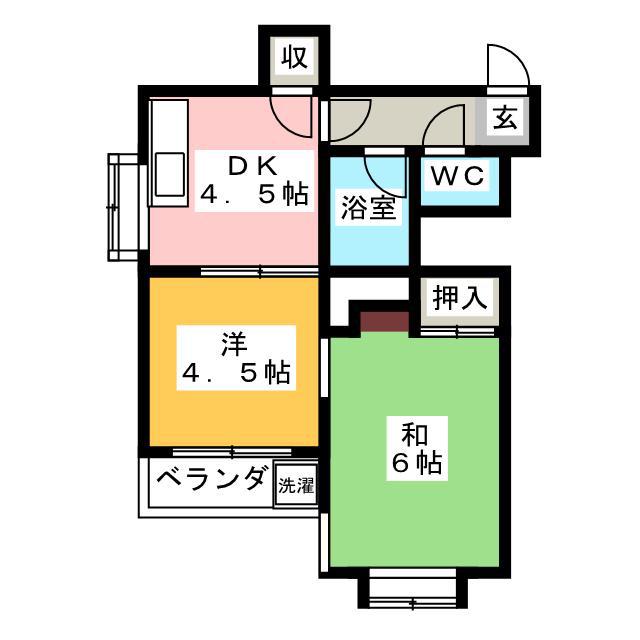 クレール五番館(2DK/2階)の間取り写真