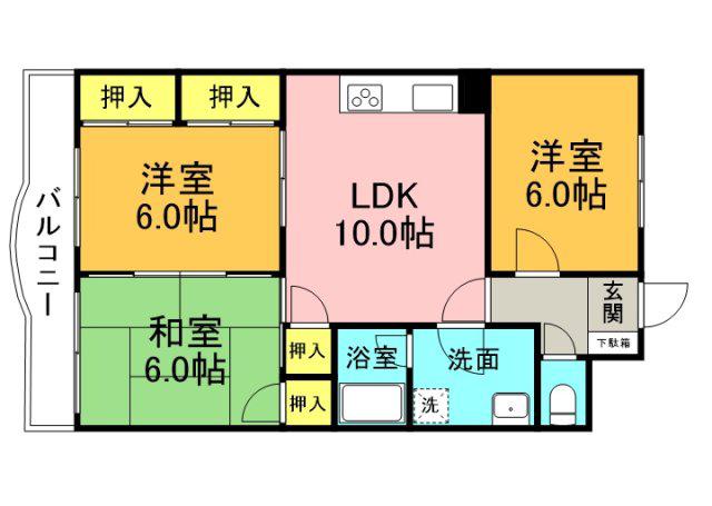 メゾンリュミエール(3LDK/4階)の間取り写真