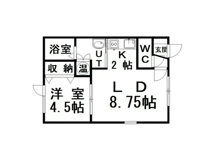 クリア釧路木場(1LDK/2階)の間取り写真