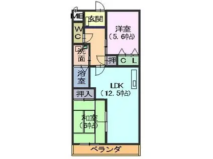 アピテ池場(2LDK/3階)の間取り写真