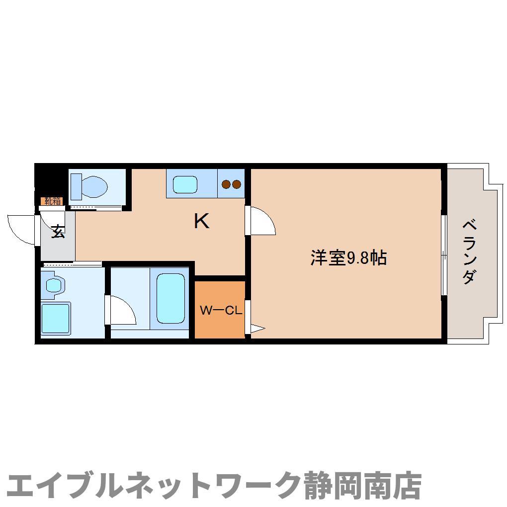 IRIS RESIDENCE稲川(1K/4階)の間取り写真